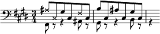 Bruckner VII, Adagio, Grundfigur Begleitung Zweites Thema
