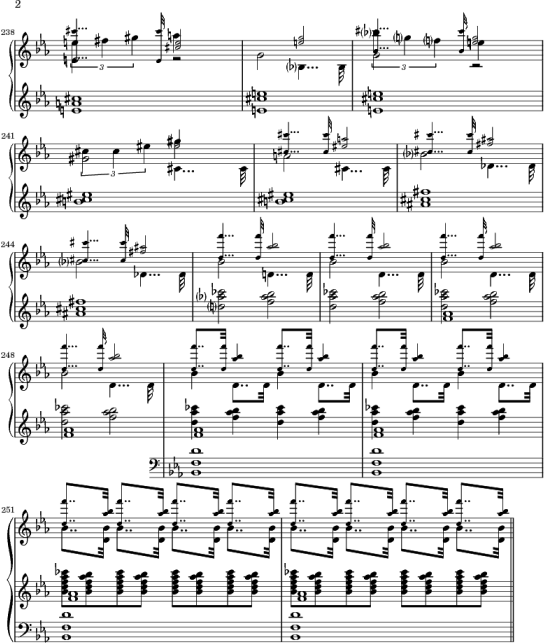 Bruckner Vierte Sinfonie, erster Satz, Anfang der Durchführung, Auszug