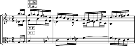 Mahler II/3, Trio II, dreifacher kontrapunktischer Verband